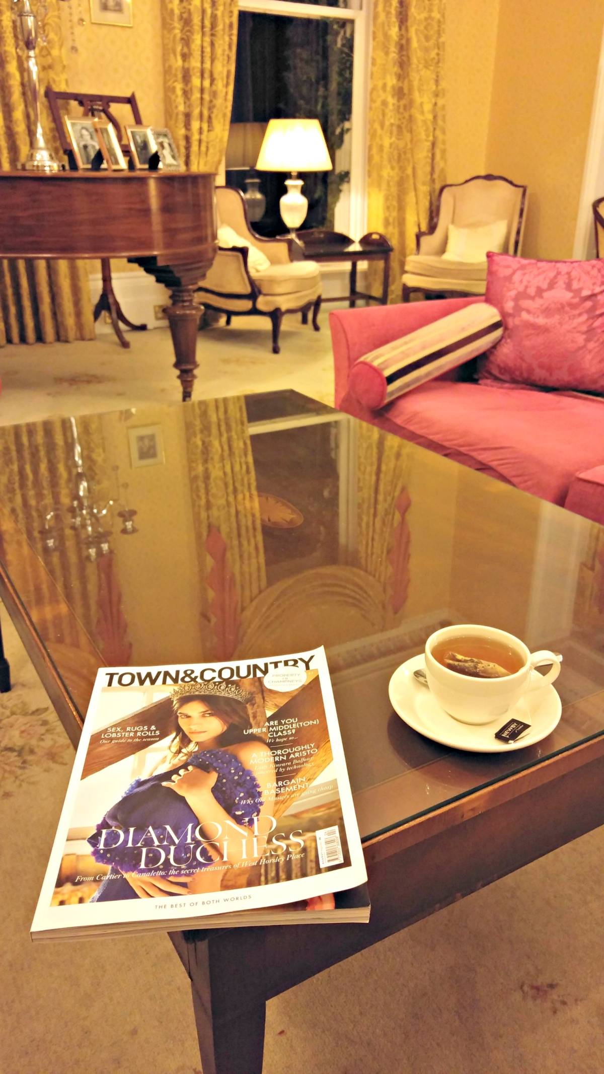 Tea and reading in the lounge at Champneys Tring