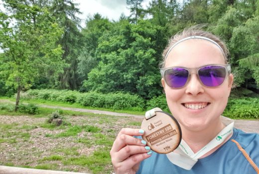 Selfie with wooden medal at Wendover Woods 10k