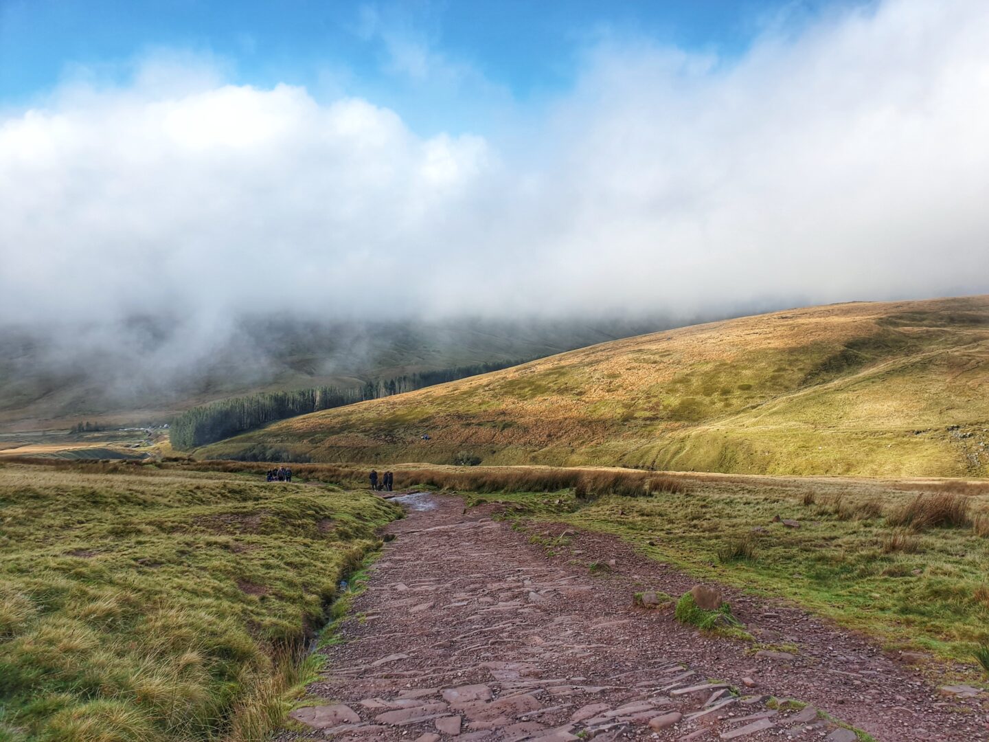 The view looking back down the path on the way up Pen Y Fan